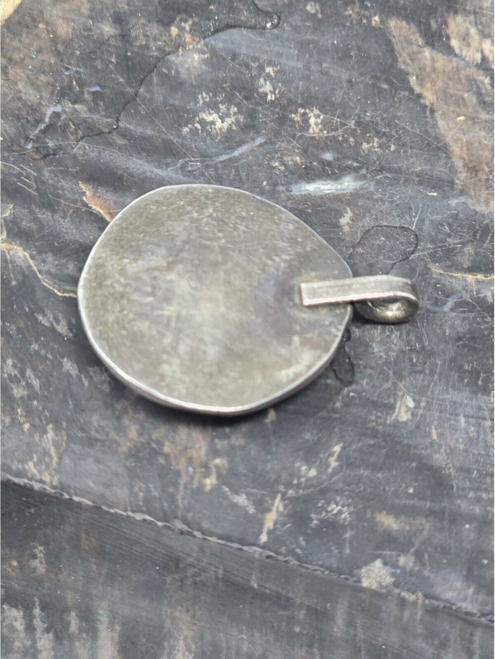 Southwestern Sterling Silver Turquoise Concho Pendant - Picture 7 of 8